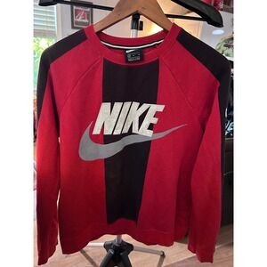 Nike Crew Neck Sweatshirt‎ Mens M Red Black Sportswear Logo Pullover